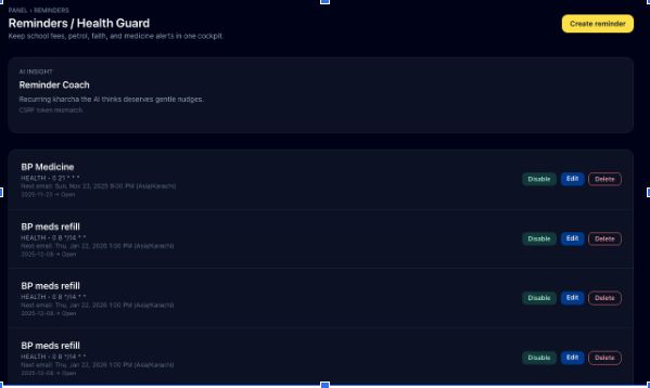 Reminders / Health Guard screenshot
